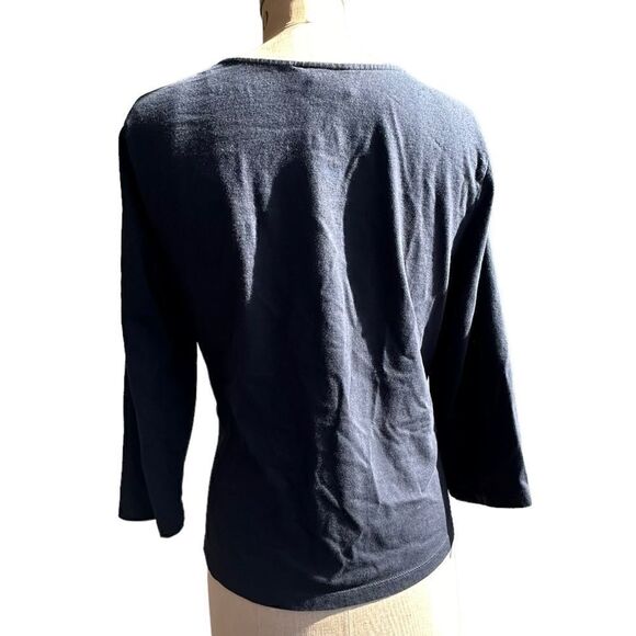 Style & Co black V neck Twist detail front 3/4 sleeve jersey top size Large - Picture 3 of 7